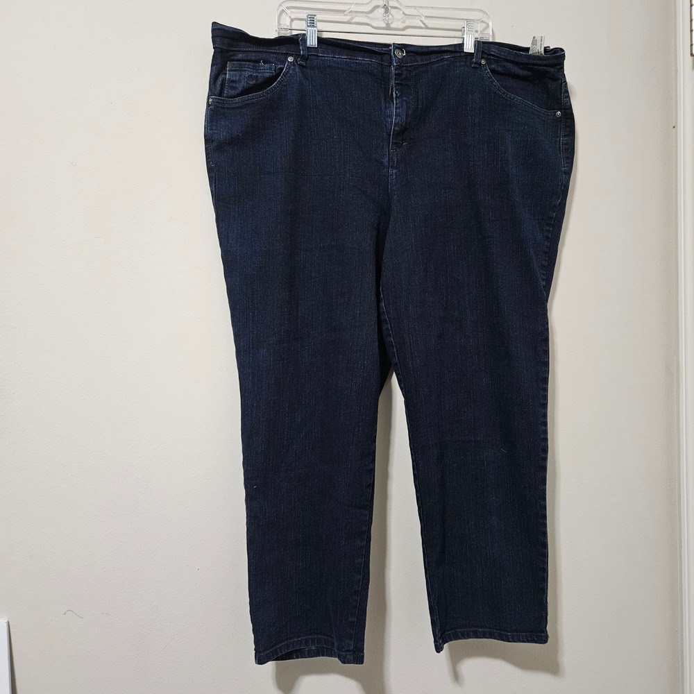 Gloria Vanderbilt Amanda High Rise Tapered Jeans Dark Wash Indigo Blue 22W